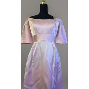 Vintage Pink Lorrie Deb Heavy Satin Dress MCM Coquette Mad Men Balletcore